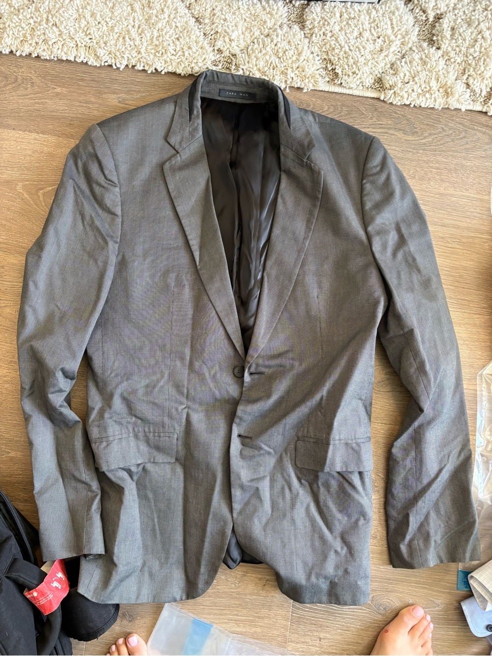 Zara Men's Charcoal Single-Breasted Blazer